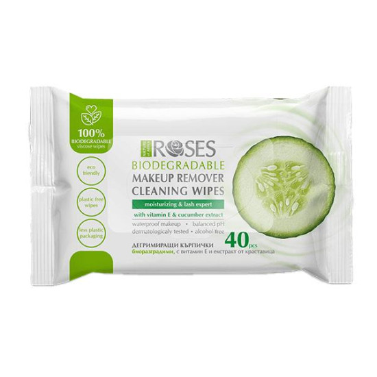 Roses Odličovací ubrousky na makeup s okurkou a vitamínem E 40ks