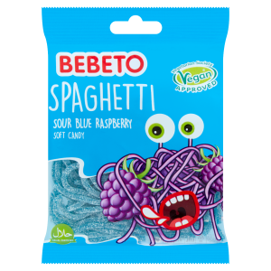 Bebeto Spaghetti kyselé želé bonbóny s příchutí modré maliny