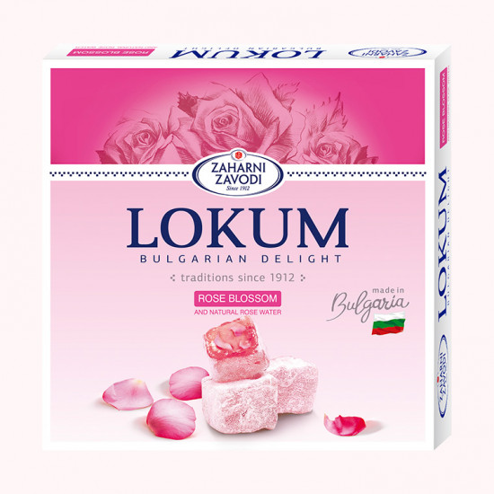 Lokum s květem růže a přírodní růžovou vodou Bulgarian Delight 170g